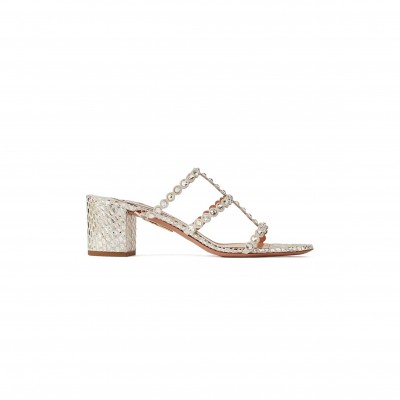 AQUAZZURA GREY TEQUILA 50 SANDALS IN DRAGON 